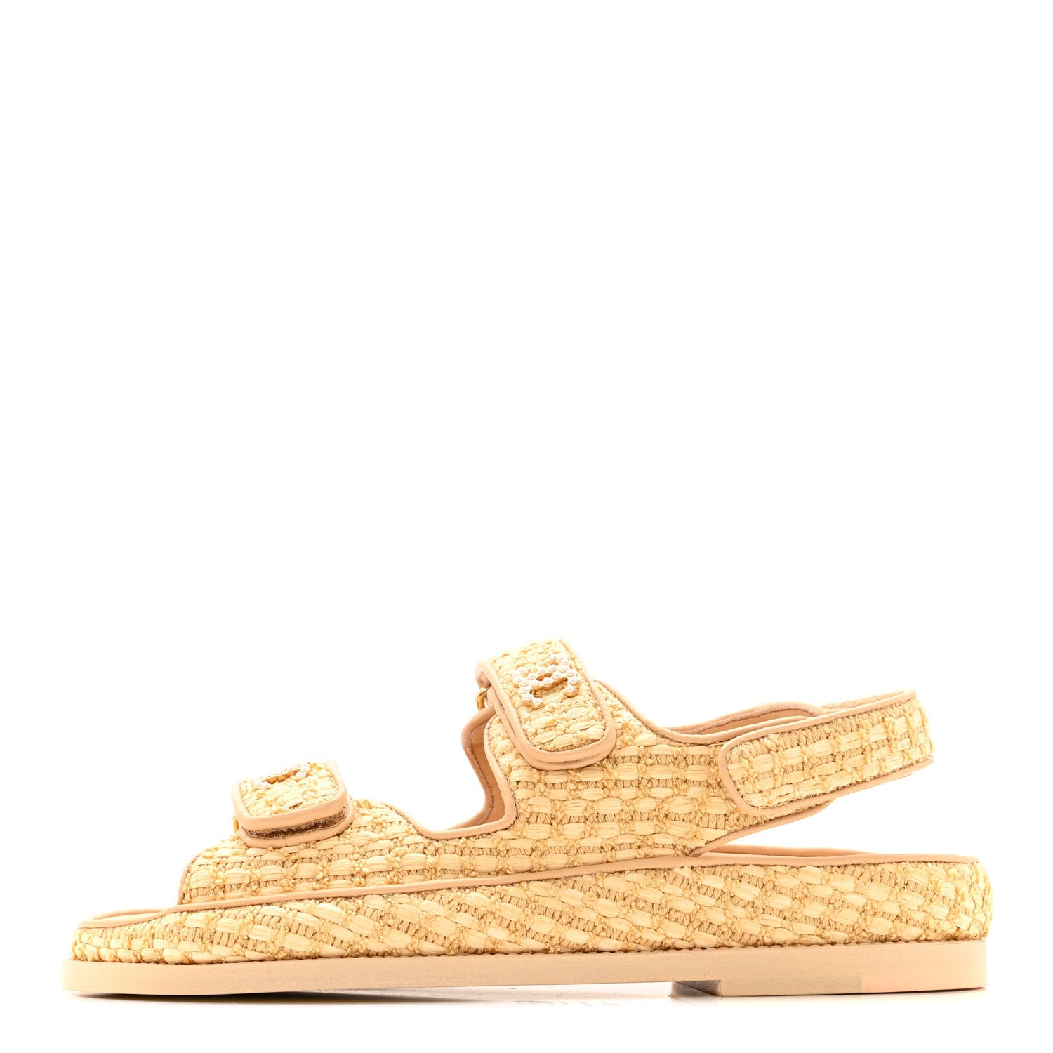 Braided Fabric Velcro Dad Sandals 36.5 Beige