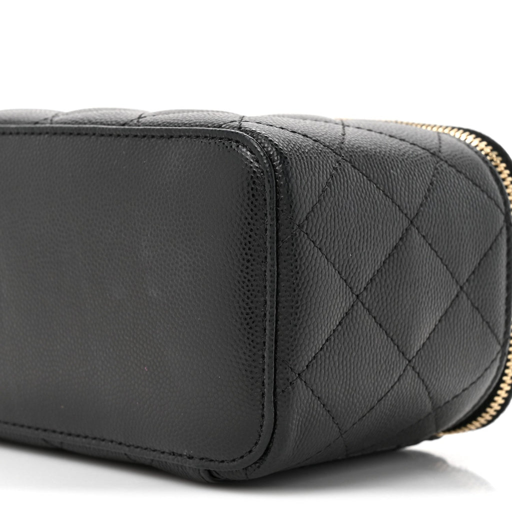 Chanel Caviar Quilted Small Vanity Case With Chain Black