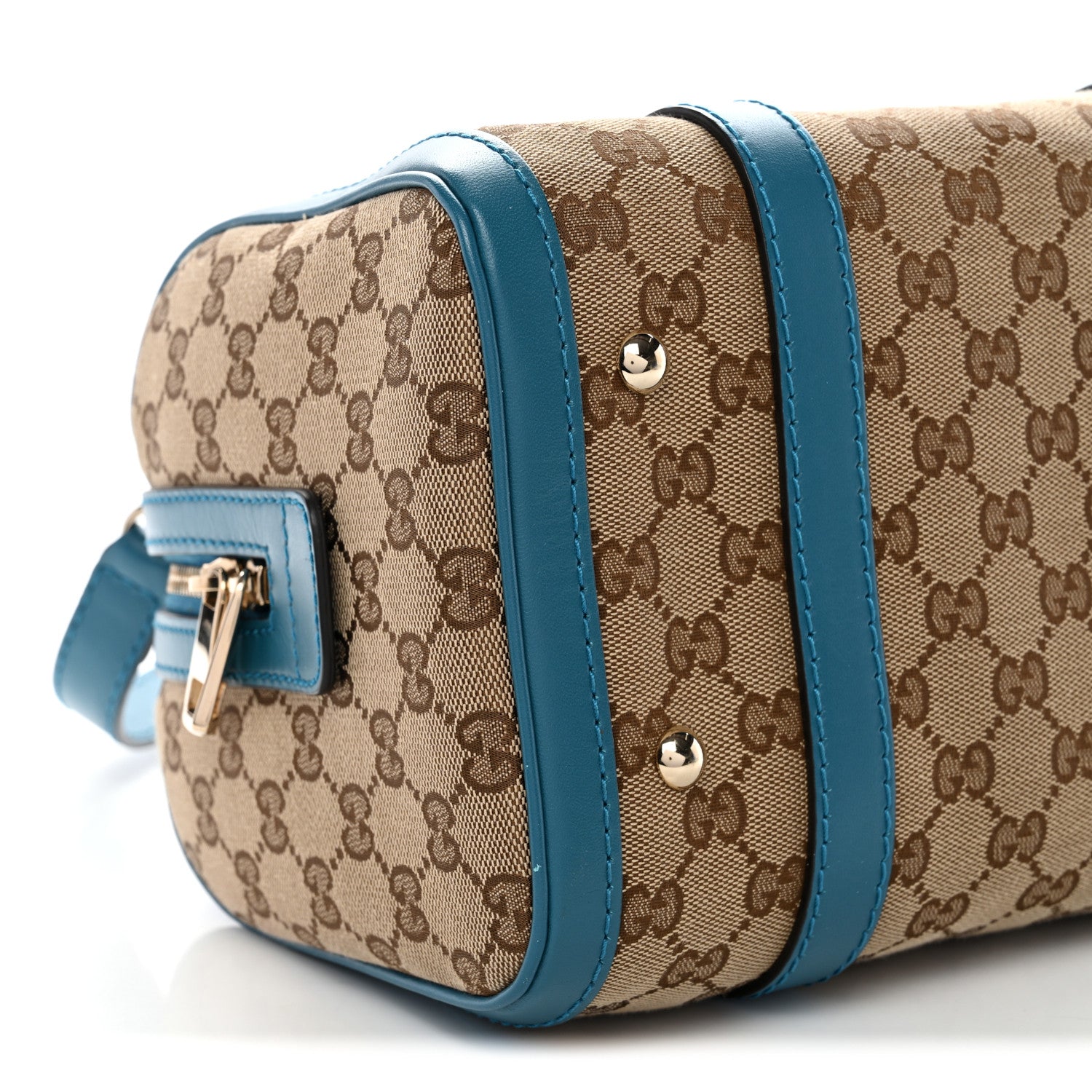 Gucci Monogram Small Boston Beige Deep Cobalt