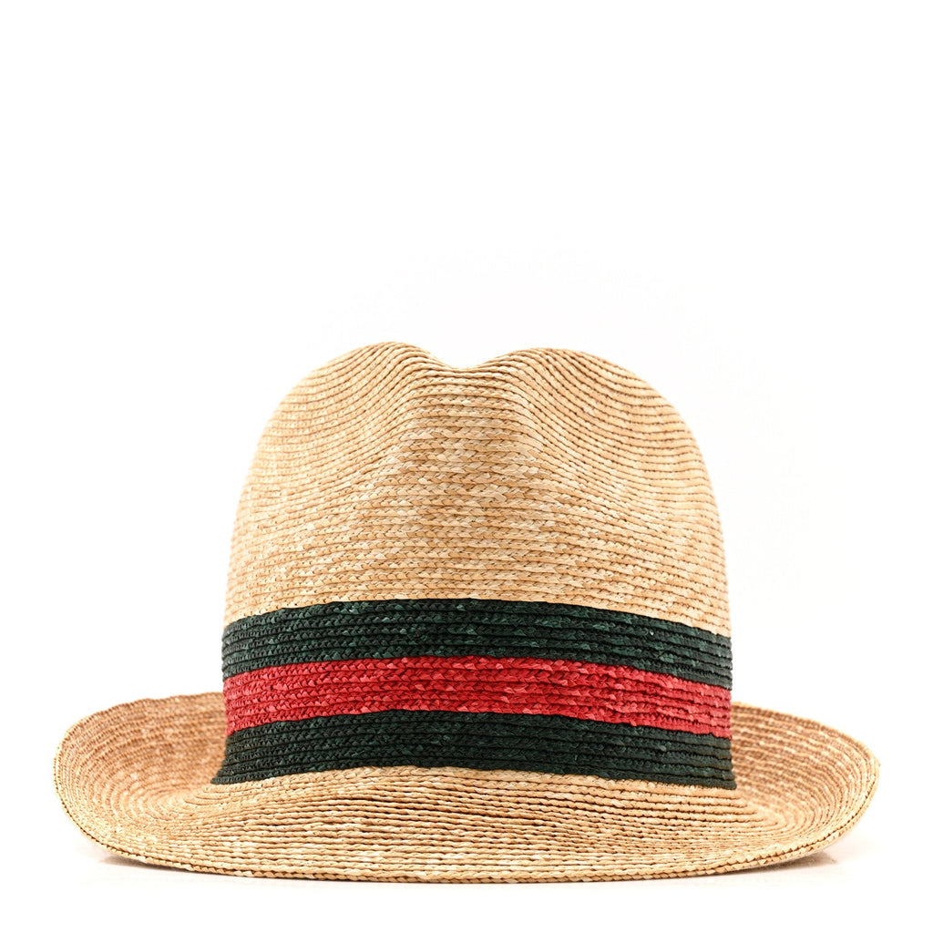 Gucci Abaca Straw Web Fedora Hat M