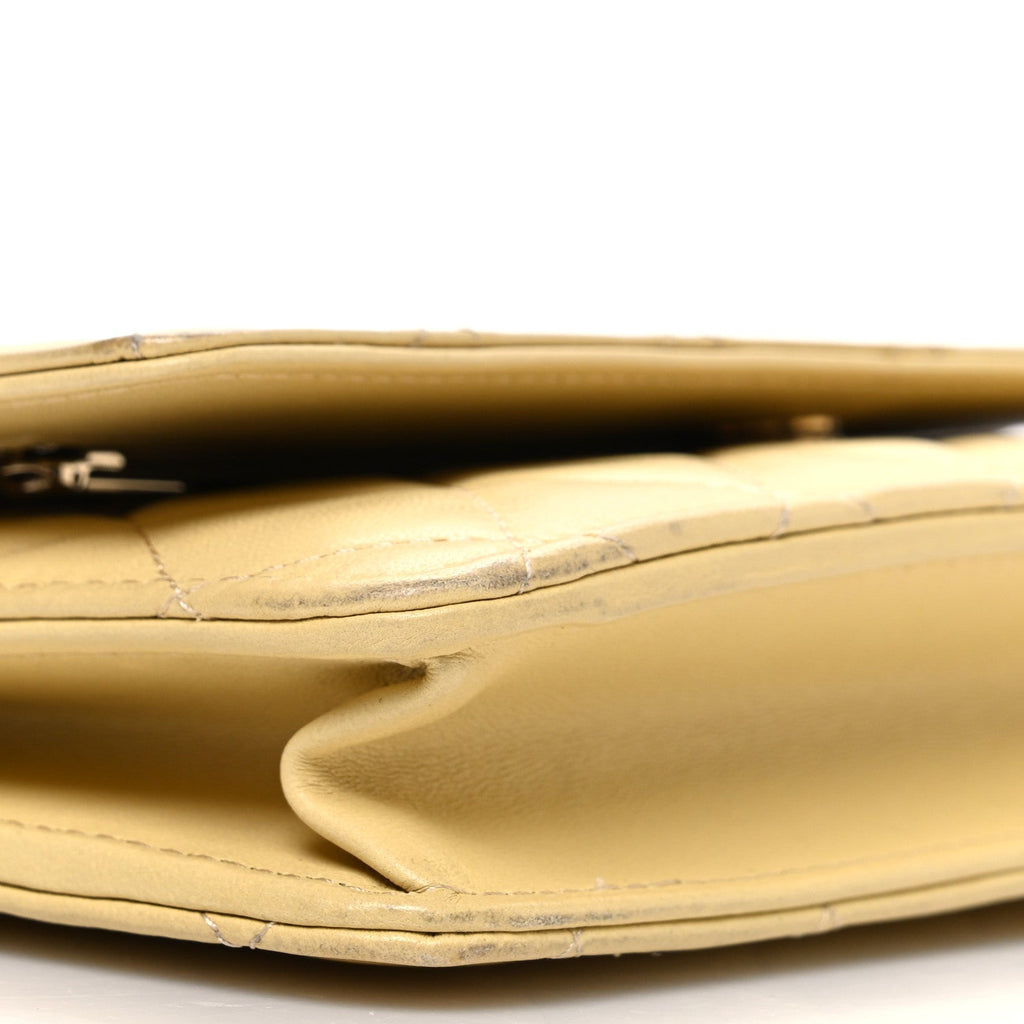 Chanel Lambskin Quilted Enamel Wallet On Chain WOC Yellow