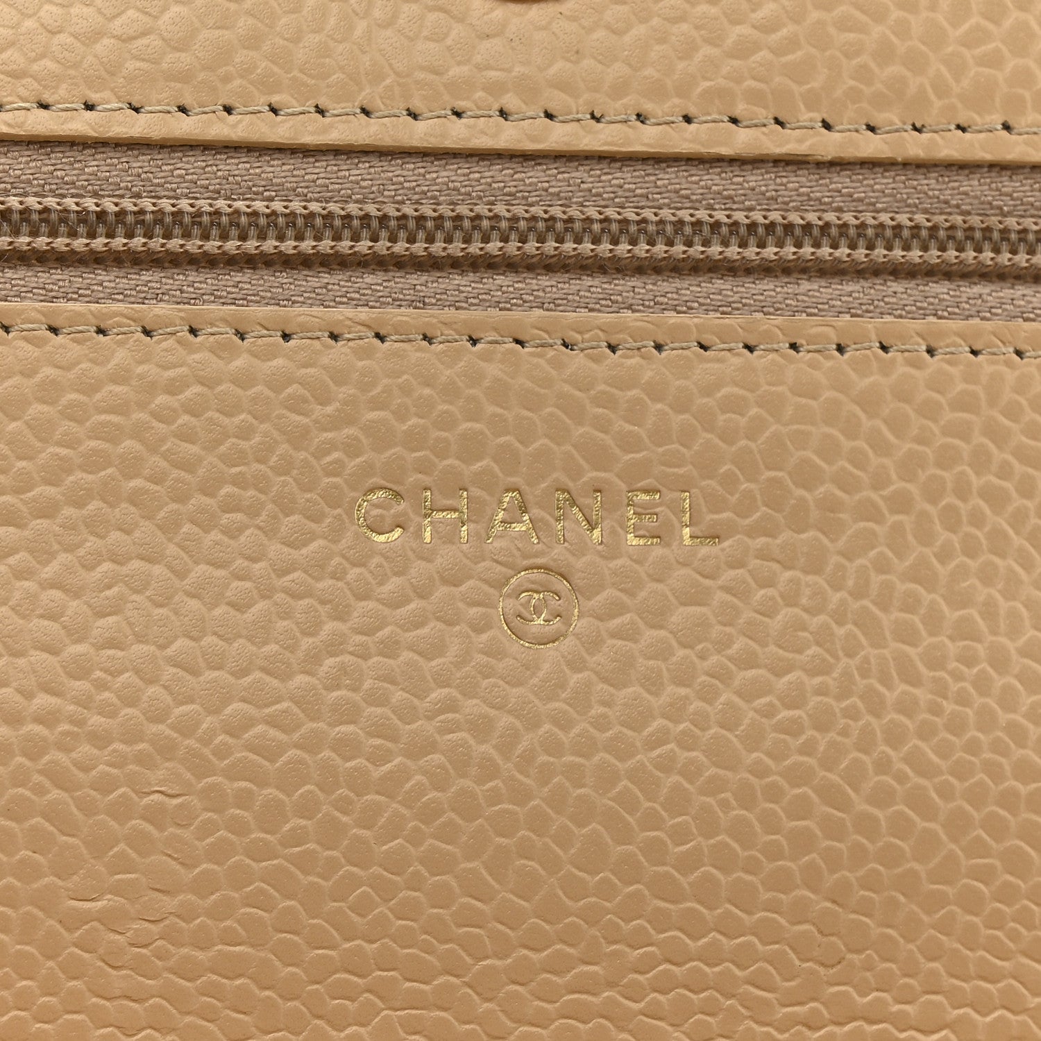 Chanel Caviar Quilted Wallet On Chain WOC Beige