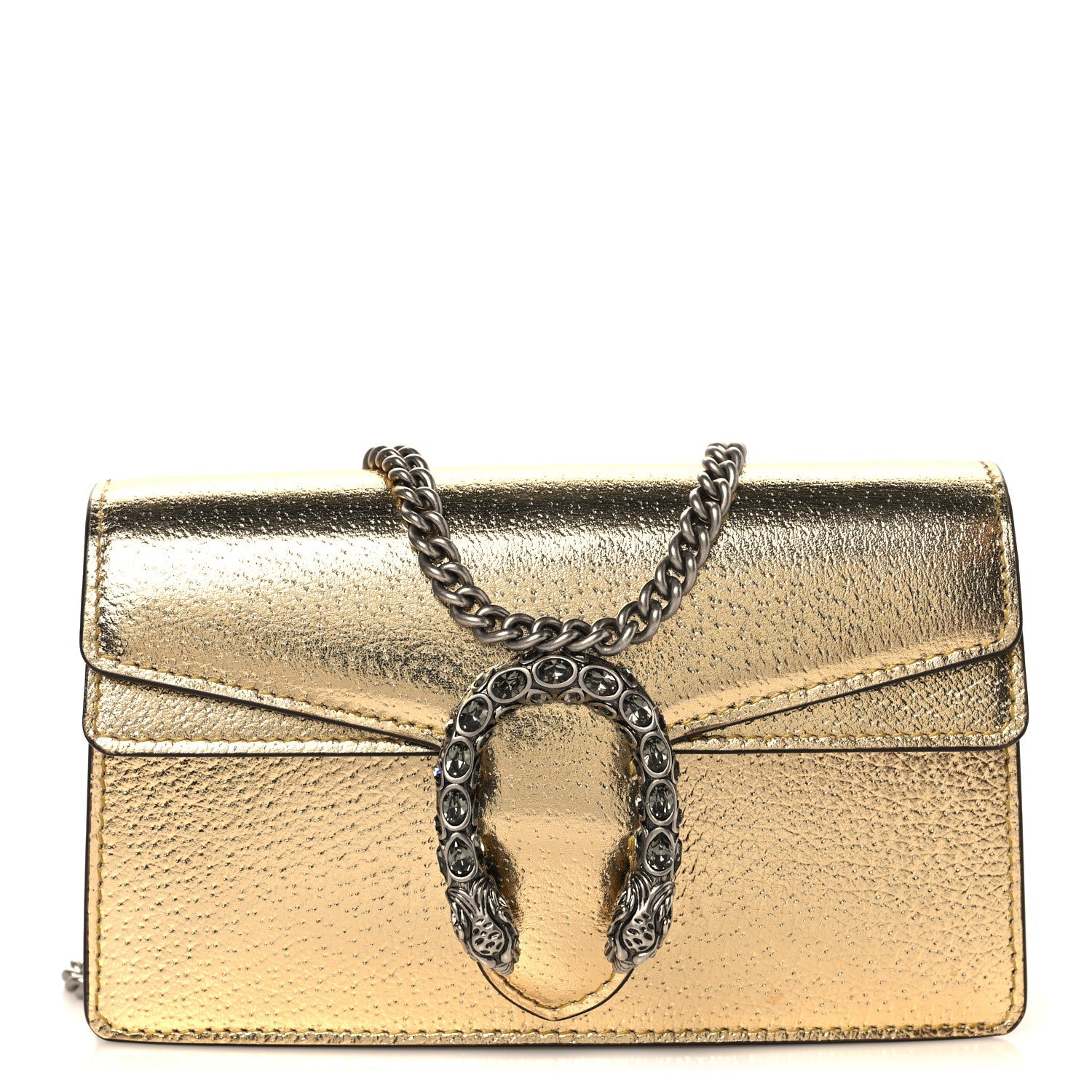 Gucci Metallic Calfskin Super Mini Dionysus Shoulder Bag Gold