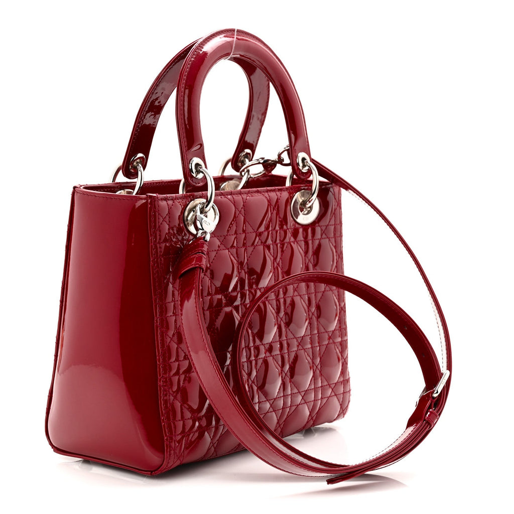 Christian Dior Patent Cannage Medium Lady Dior Red