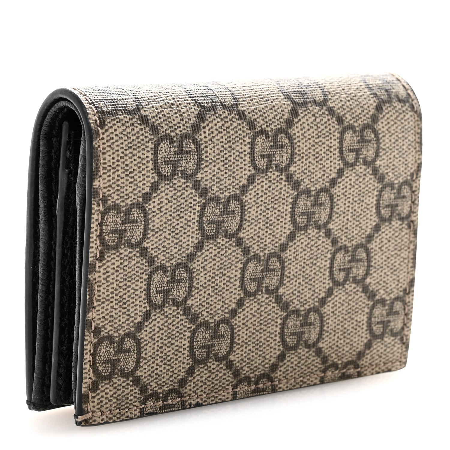 Gucci Dollar Calfskin GG Supreme Monogram GG Marmont Card Case Black Beige Ebony