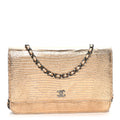 Chanel Metallic Lizard Wallet on Chain WOC Gold
