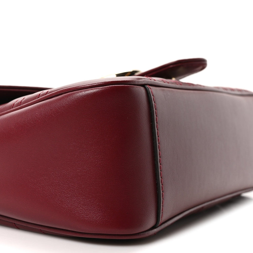 Gucci Calfskin Matelasse Small GG Marmont Shoulder Bag Ancora Red