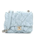 Chanel Lambskin Quilted Printed CC Mini Square Flap Light Blue