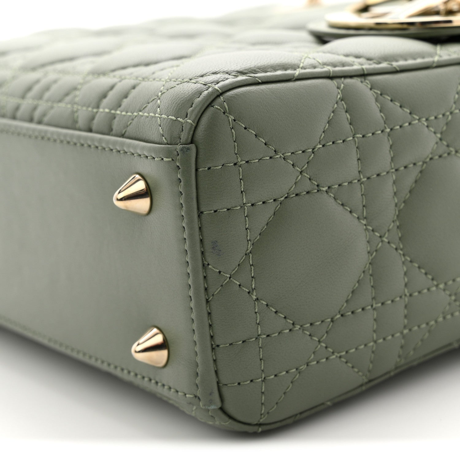 Christian Dior Lambskin Cannage Small My ABCDior Lady Dior Peyote Green