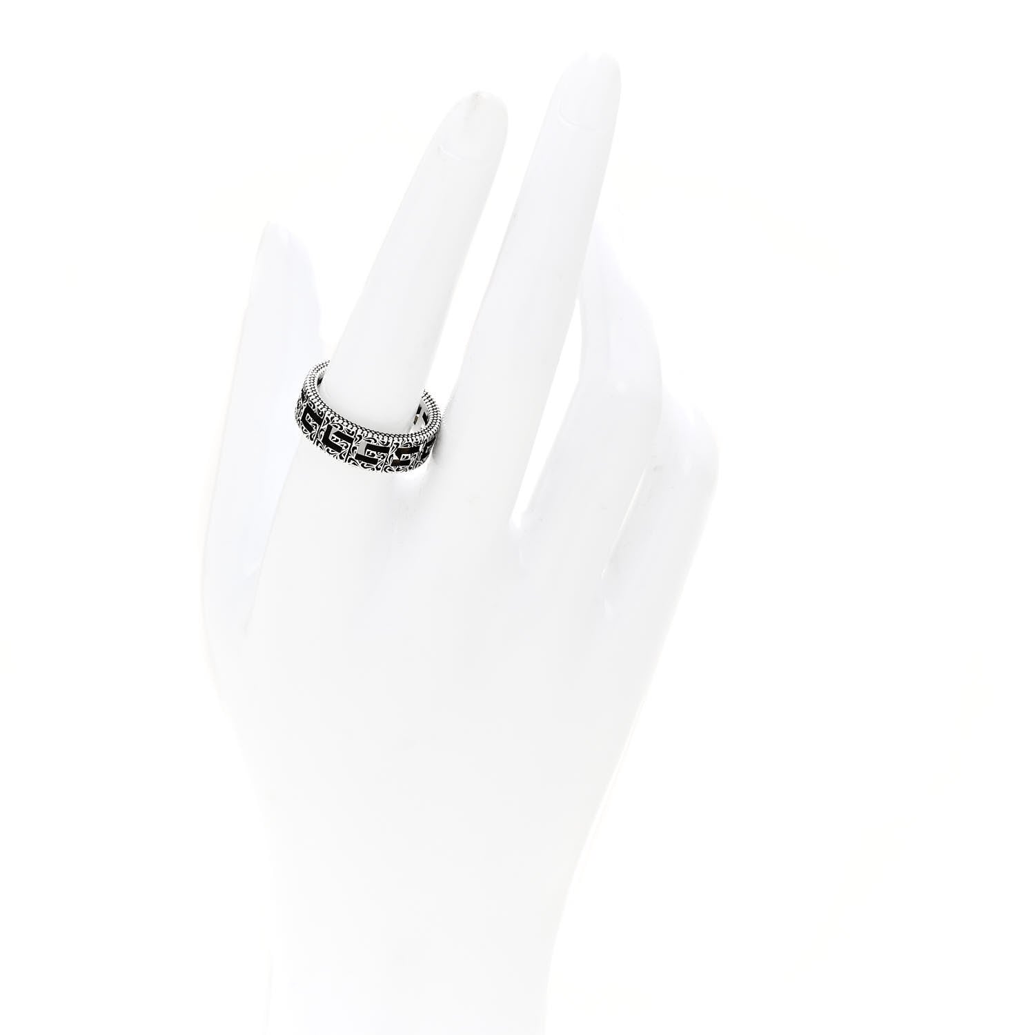 Gucci Sterling Silver Narrow Square G Band Ring 58 8.25