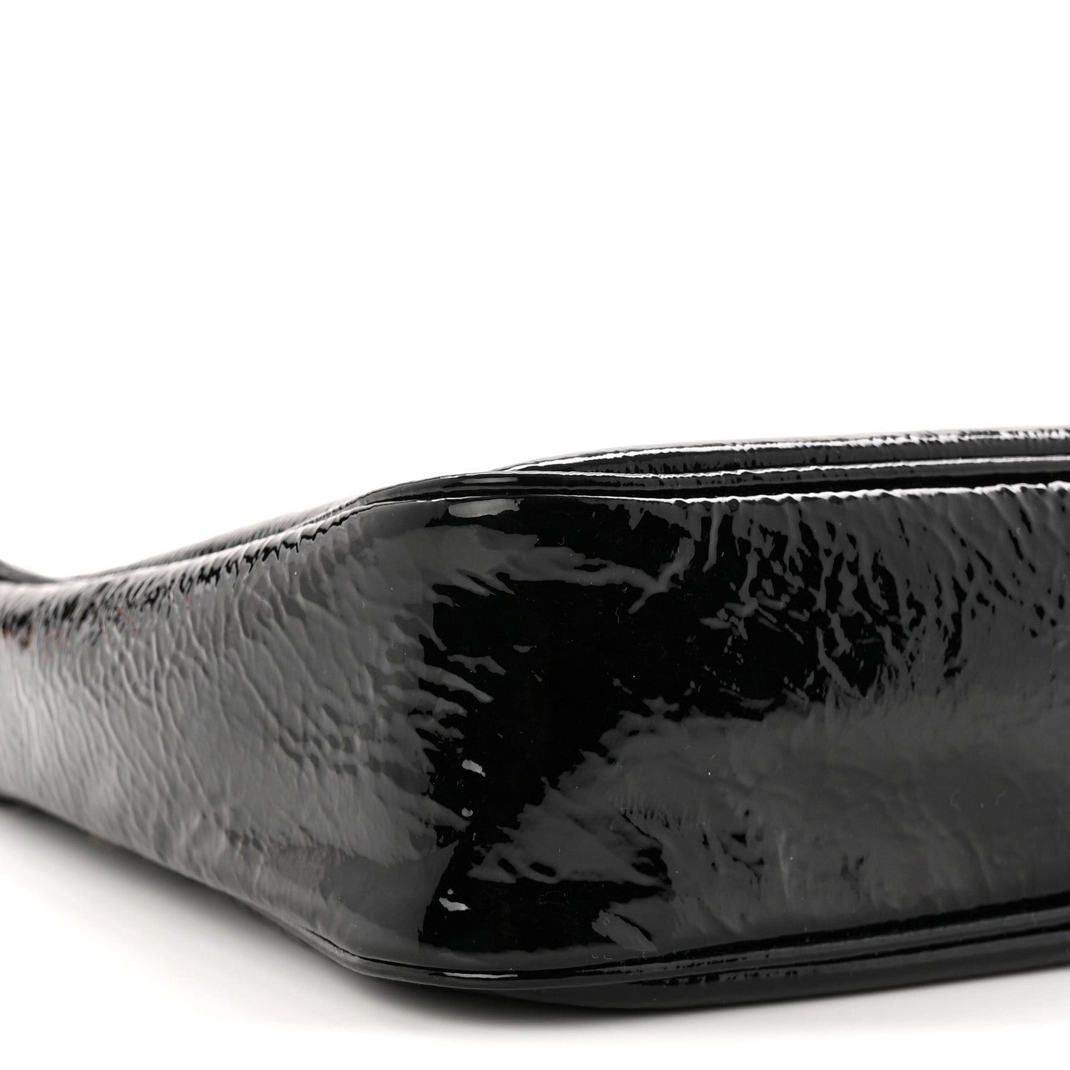 Prada Patent Naplak Re-Edition 2005 Shoulder Bag With Charm Black