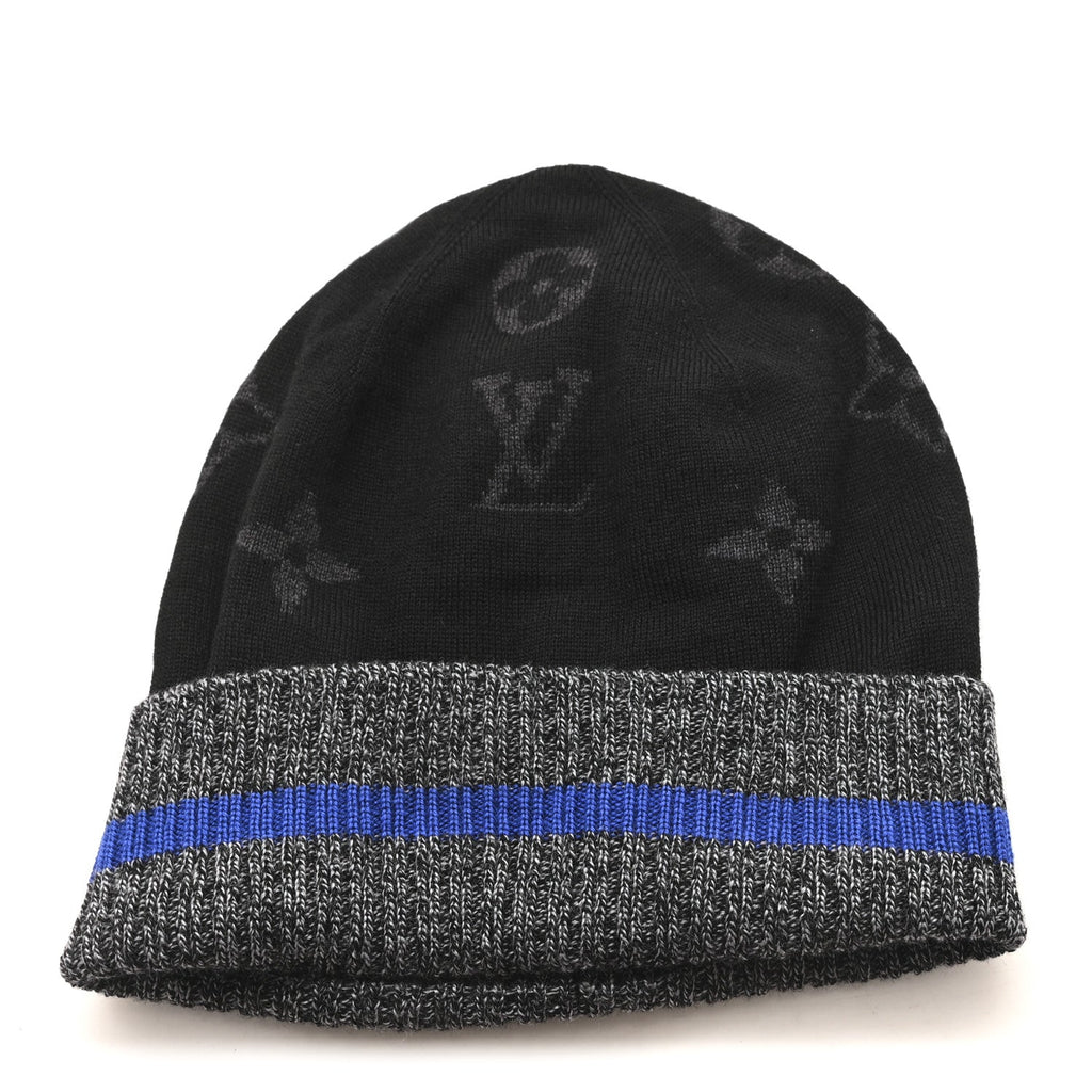 Louis Vuitton Wool Bonnet Monogram Color Block Beanie Hat Black