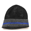 Louis Vuitton Wool Bonnet Monogram Color Block Beanie Hat Black