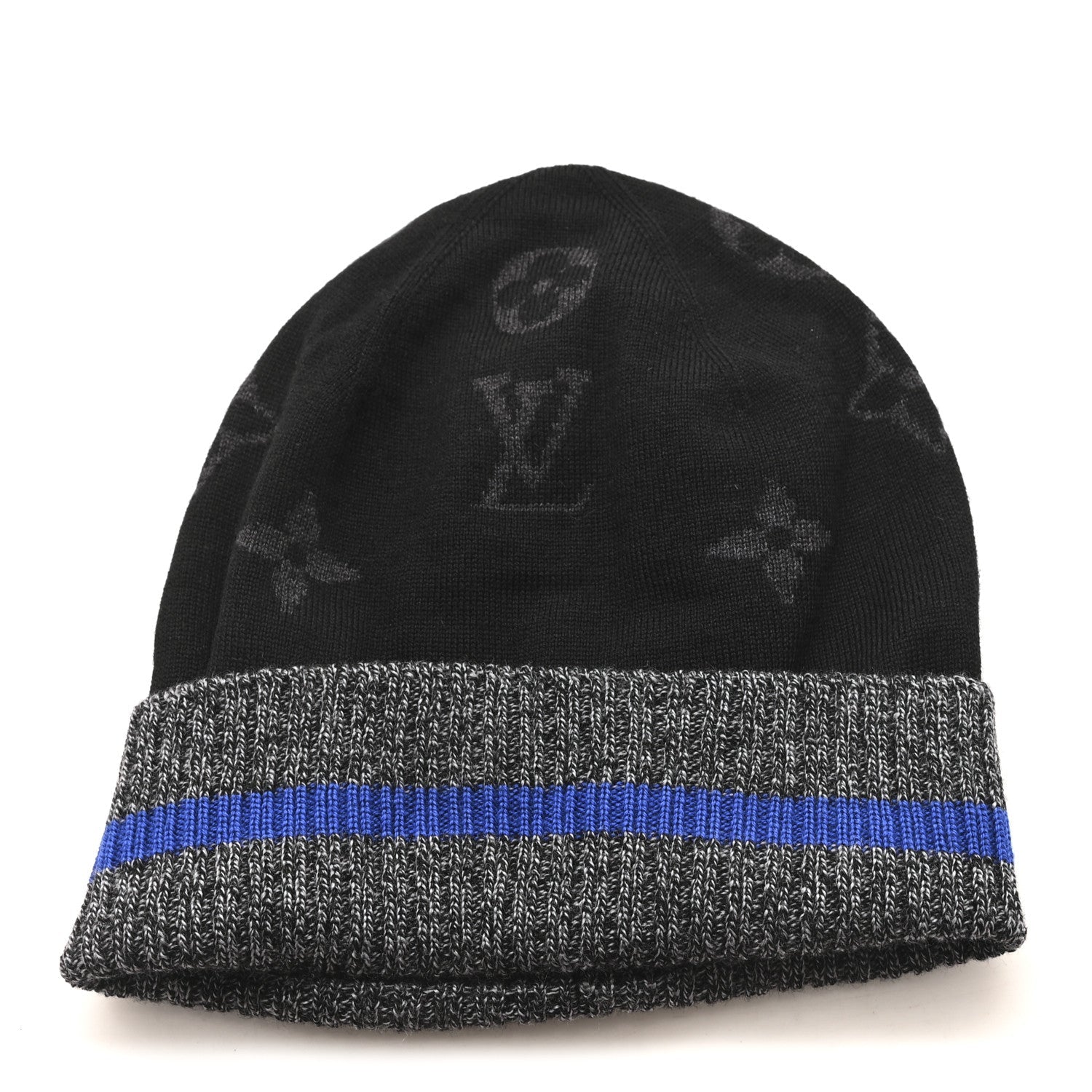 Louis Vuitton Wool Bonnet Monogram Color Block Beanie Hat Black