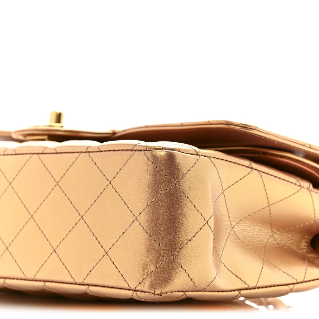 Chanel Metallic Lambskin Quilted Medium Double Flap Golden