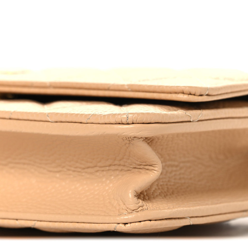 Chanel Caviar Quilted Wallet on Chain WOC Beige