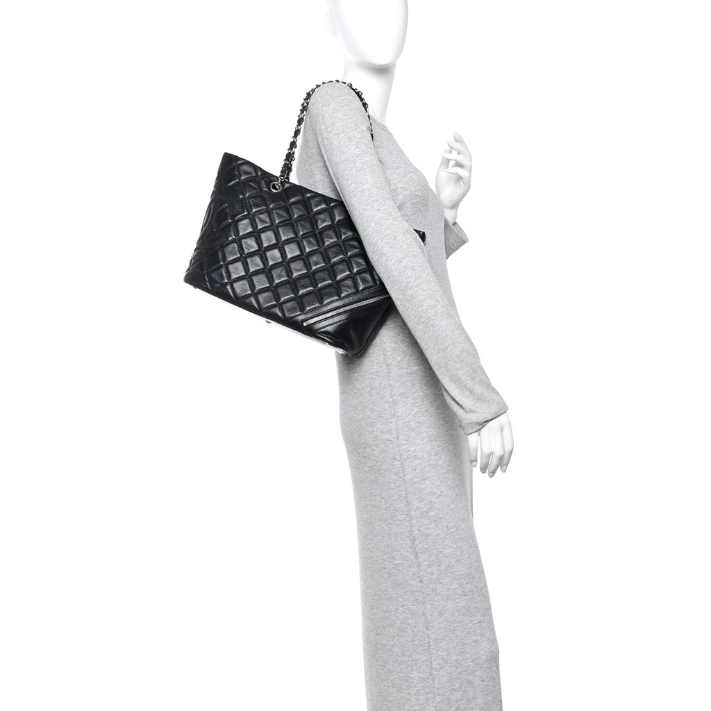 Chanel Aged Calfskin Quilted Large Cotton Club Tote Black