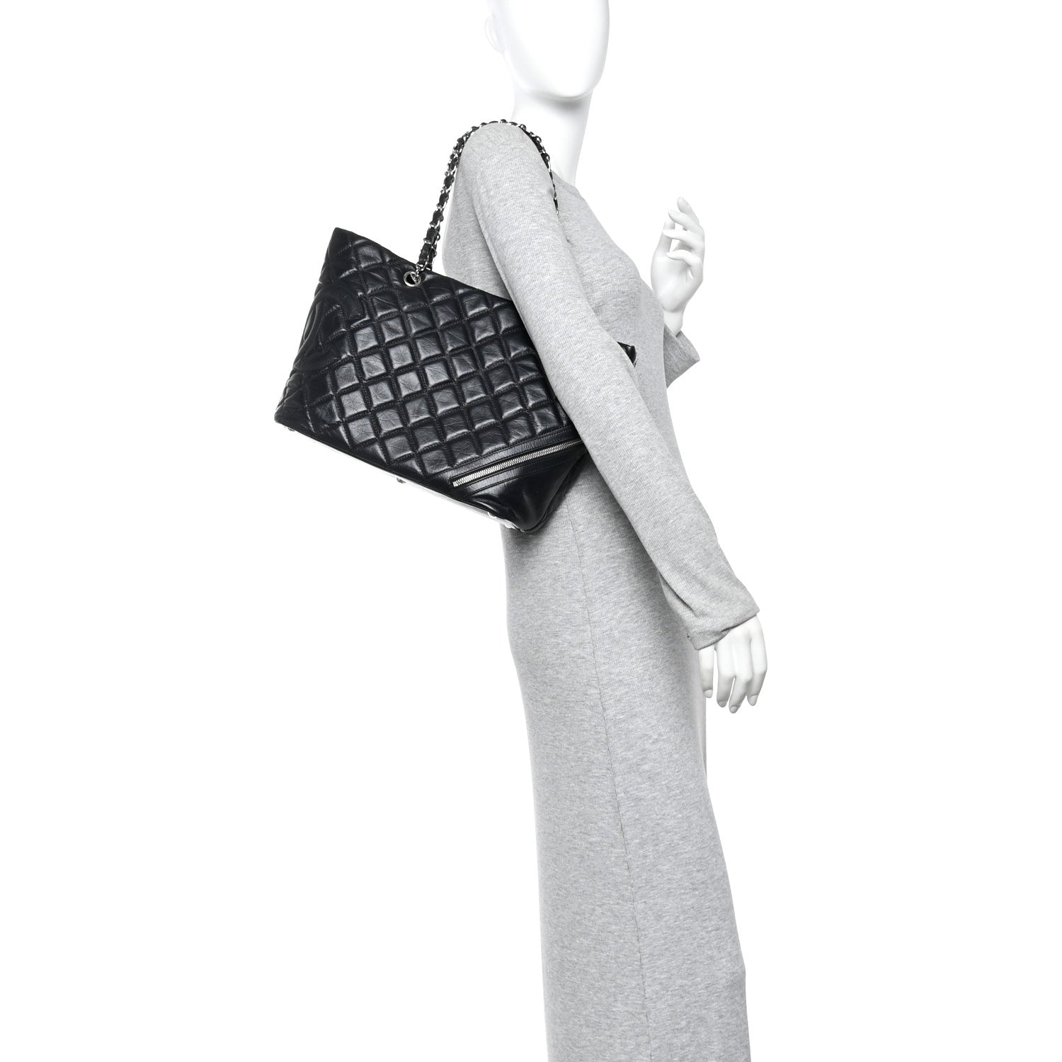 Chanel Aged Calfskin Quilted Large Cotton Club Tote Black