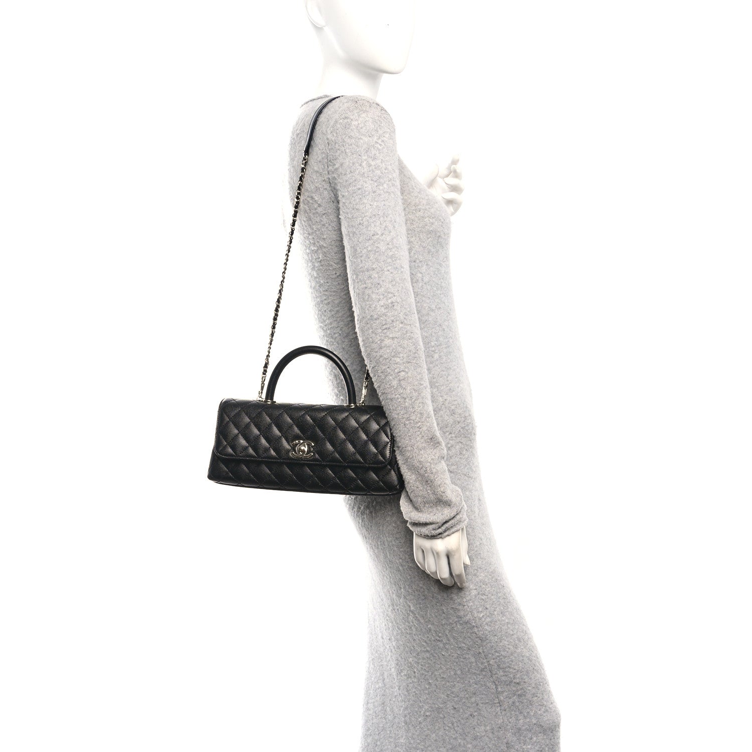 Chanel Caviar Quilted Maxi East West Coco Handle Flap Black