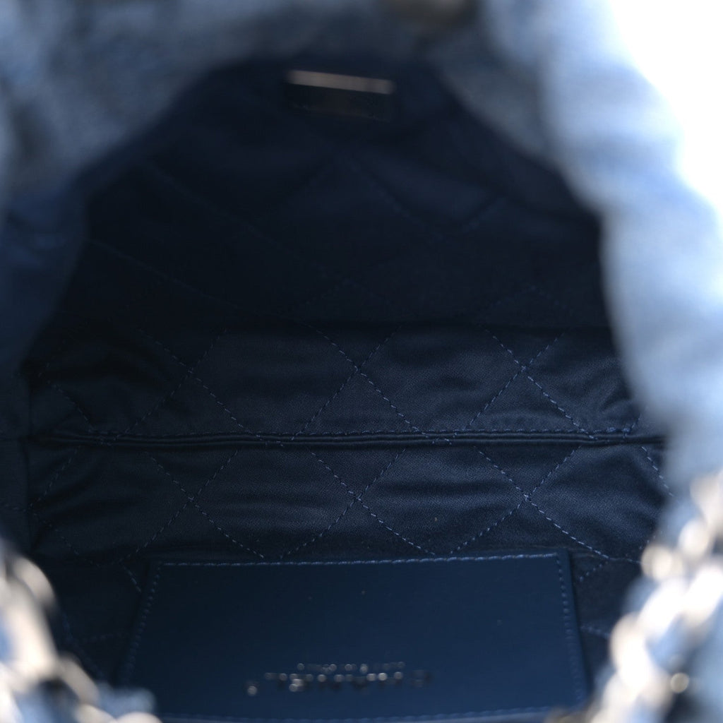 Chanel Washed Denim Quilted Studded Mini Chanel 22 Blue
