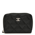 Caviar Quilted Zip Coin Purse Black