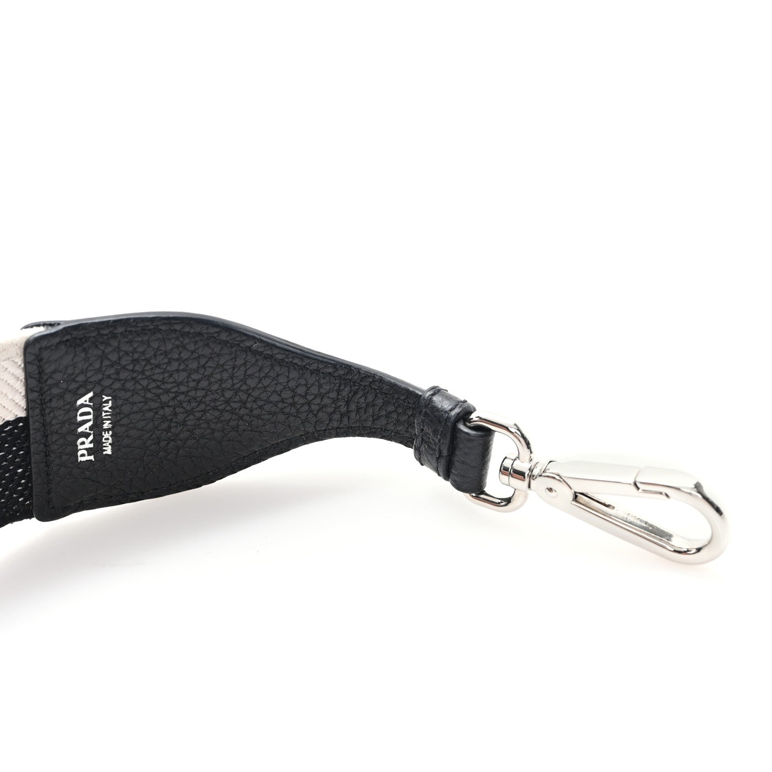 Prada Canvas Calfskin Logo Shoulder Strap Black Beige