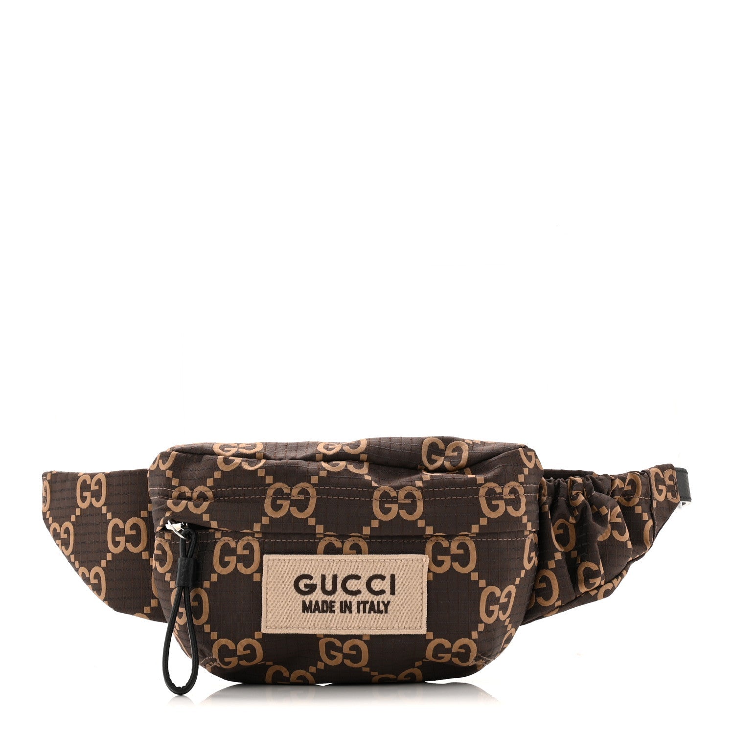 Gucci Recycled Polyester Monogram Jumbo GG Belt Bag Ebony Beige