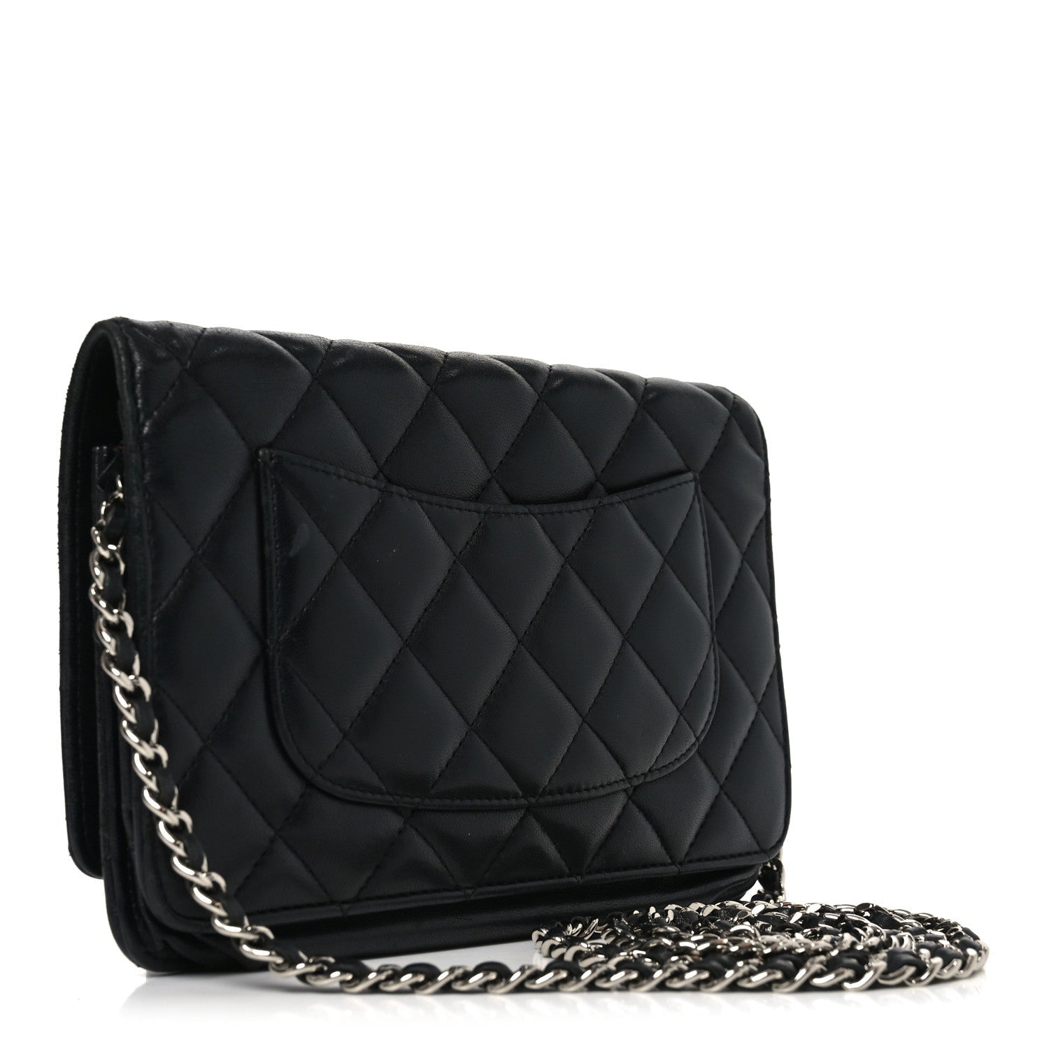 Chanel Lambskin Quilted Wallet On Chain WOC Black
