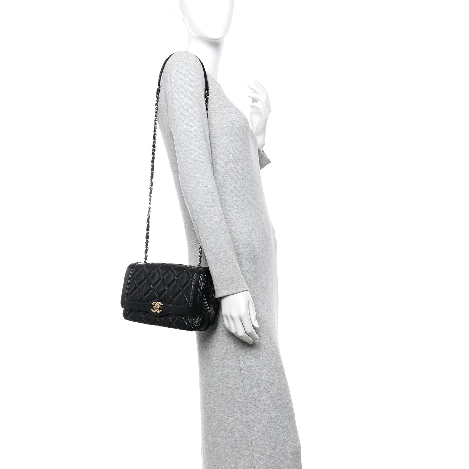Chanel Crumpled Glazed Lambskin Quilted Small Flap Black
