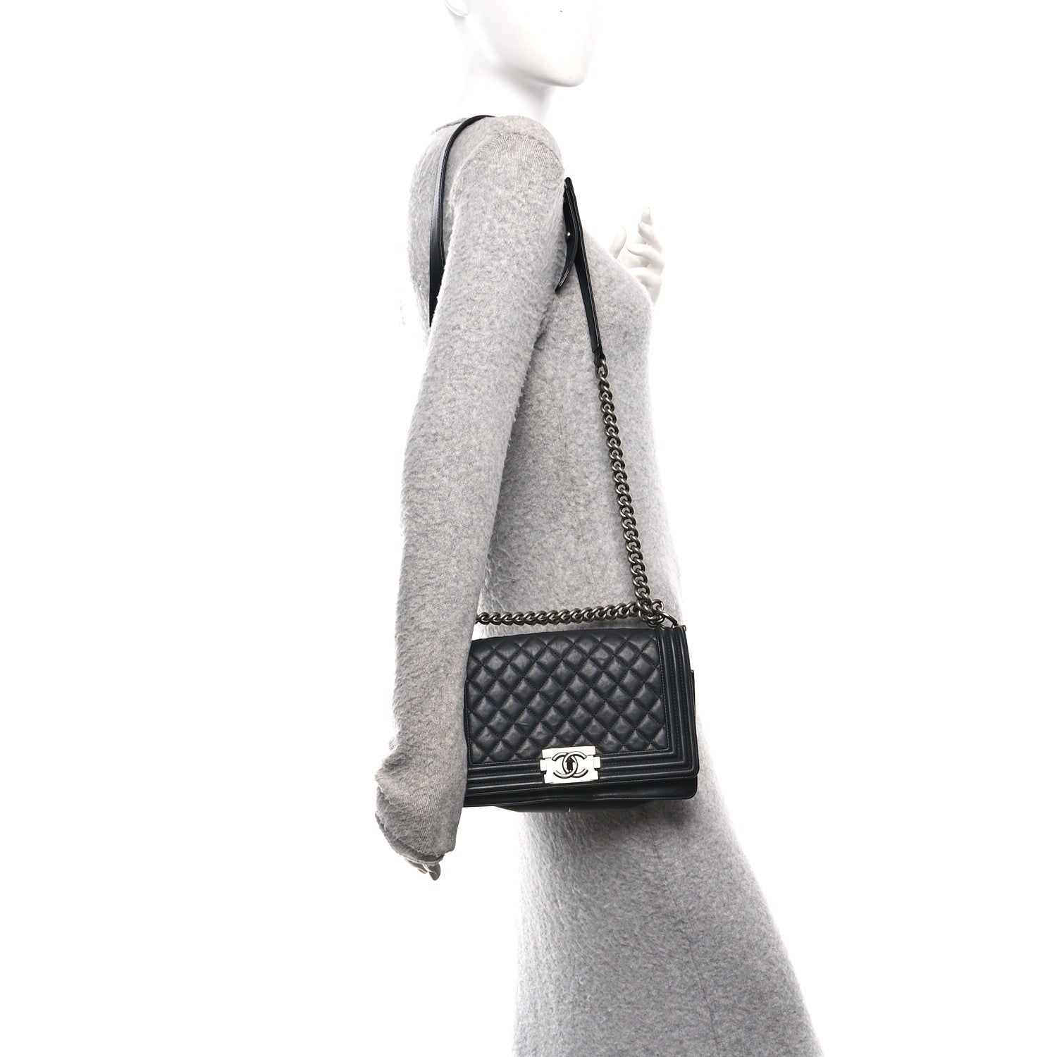 Chanel Lambskin Quilted Medium Boy Flap Black