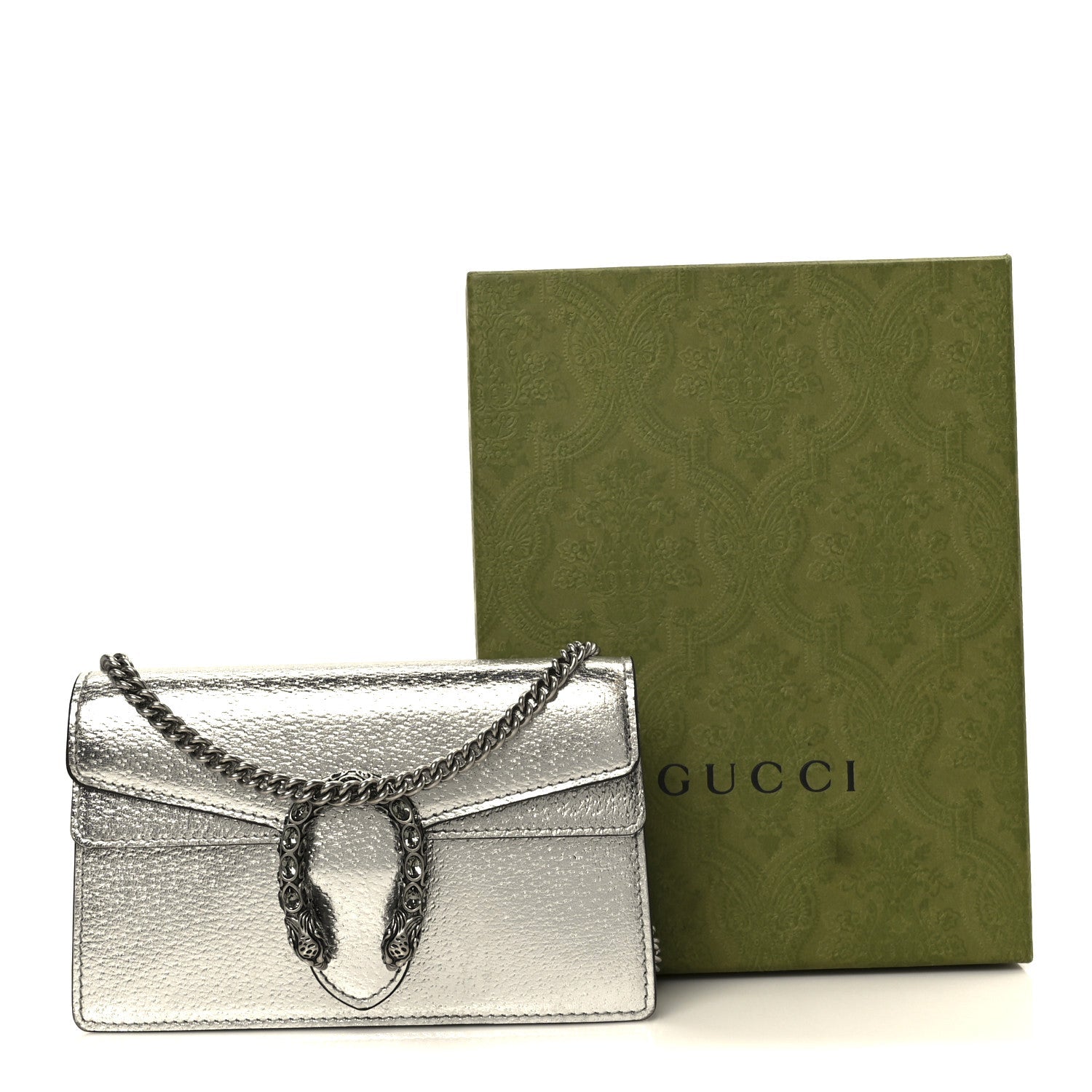Gucci Metallic Calfskin Super Mini Dionysus Shoulder Bag Silver