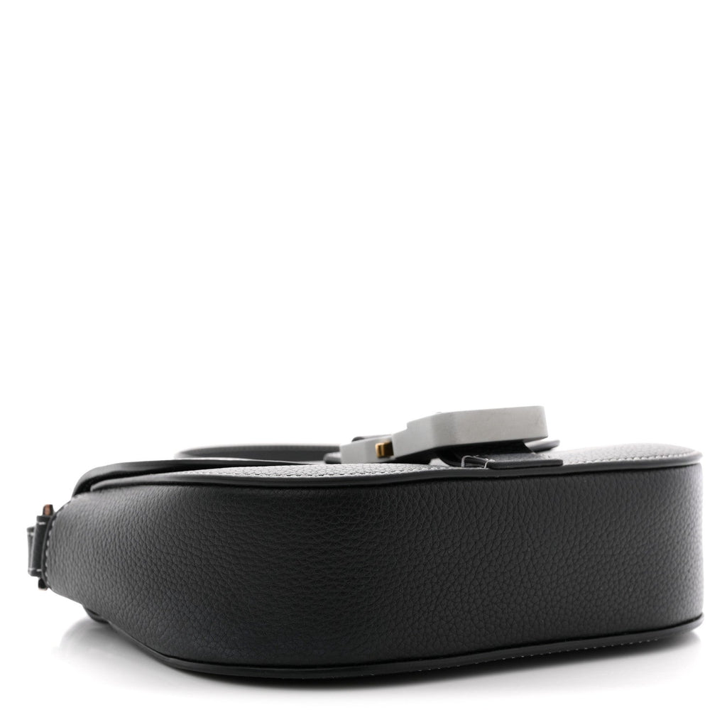 Christian Dior Grained Calfskin Saddle Messenger Bag With Strap Black
