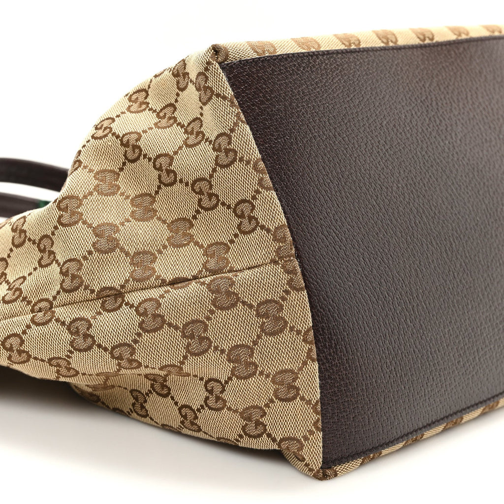 Gucci GG Monogram Medium Web Handle Bucket Tote Dark Brown