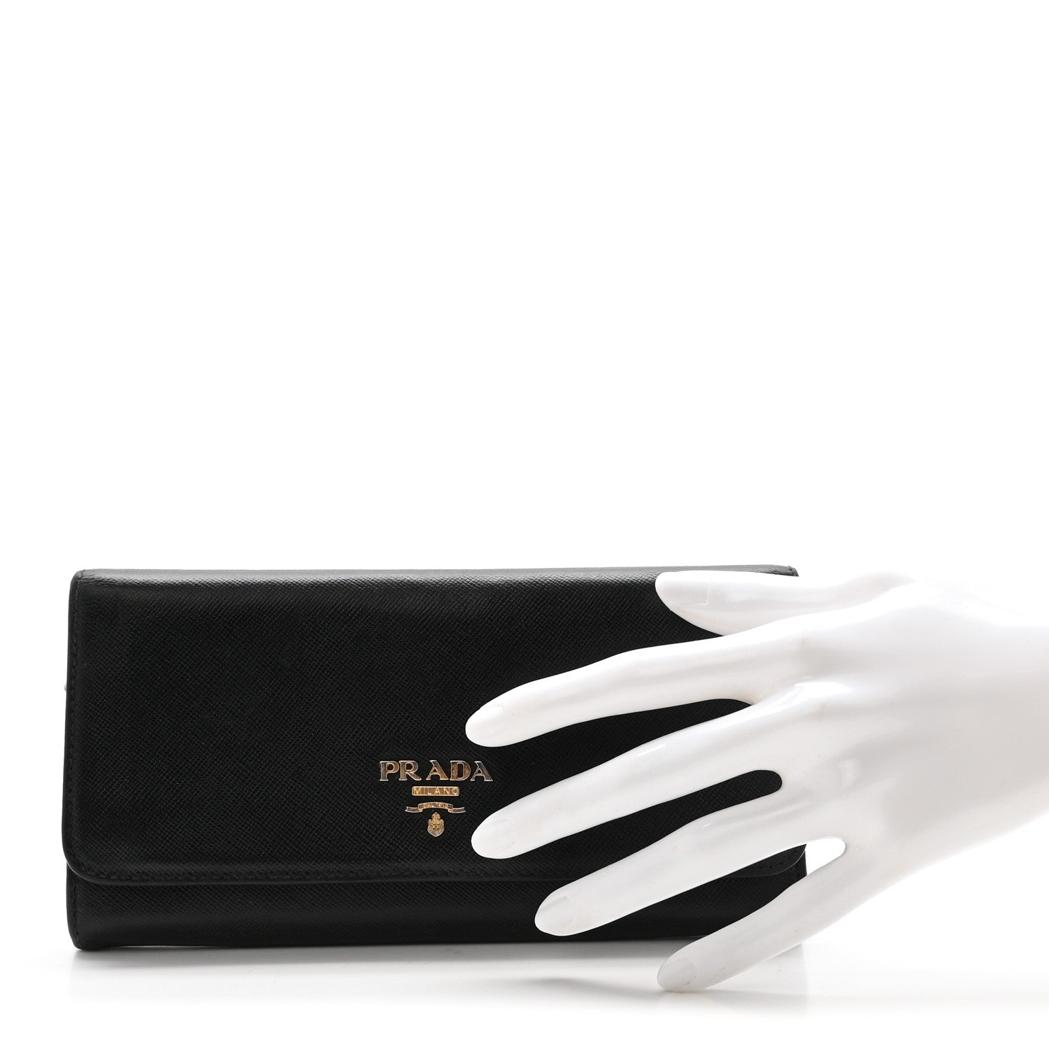 Prada Saffiano Metal Continental Flap Wallet Black