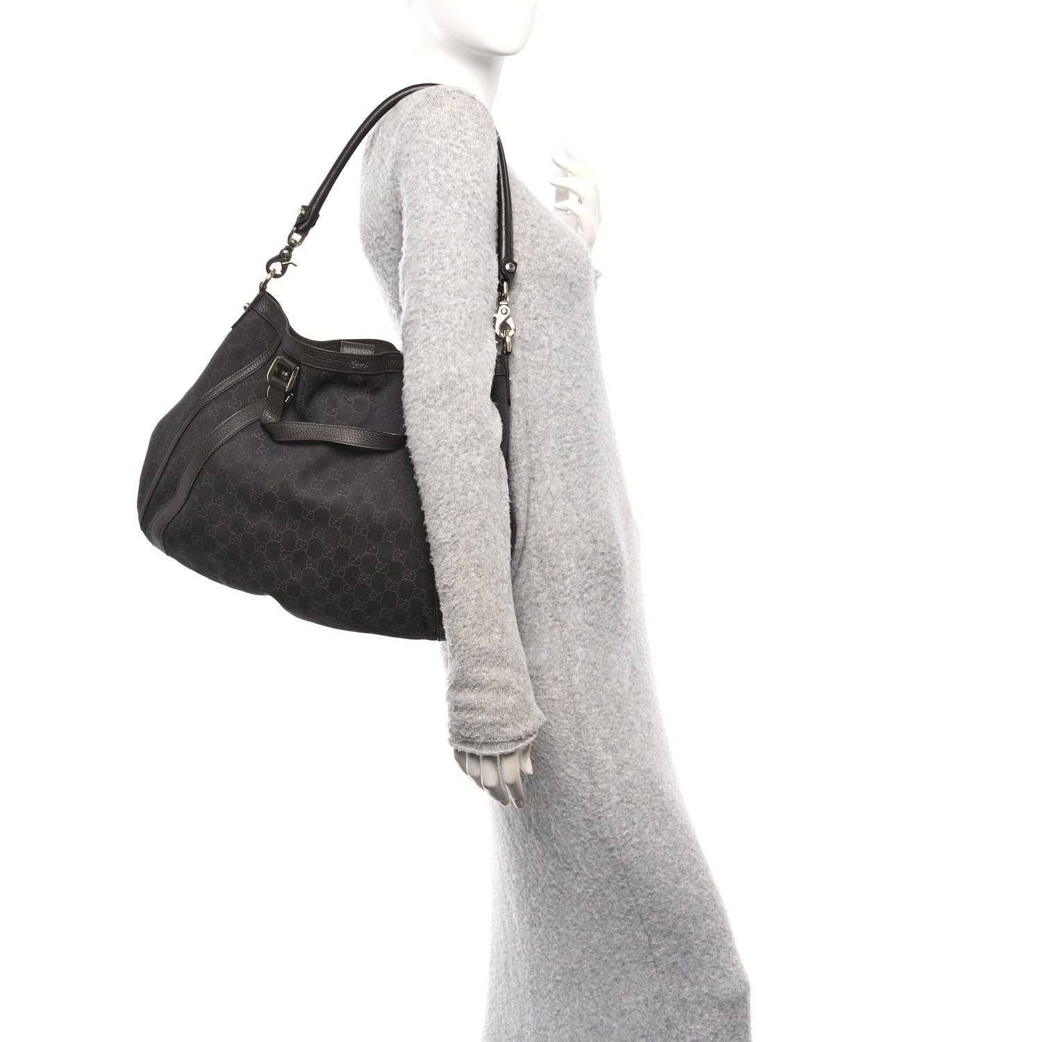 Gucci Monogram Medium Abbey Convertible Tote Dark Brown