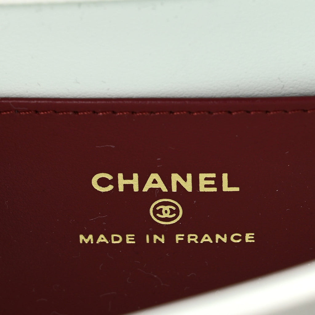 Chanel Shiny Caviar Mini Preppy Coco Shoulder Bag Light Blue