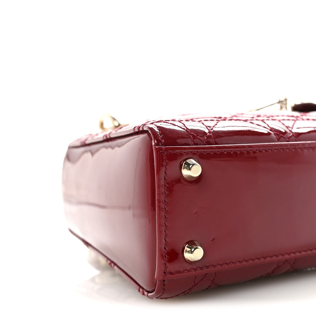 Christian Dior Patent Cannage Mini Lady Dior Red