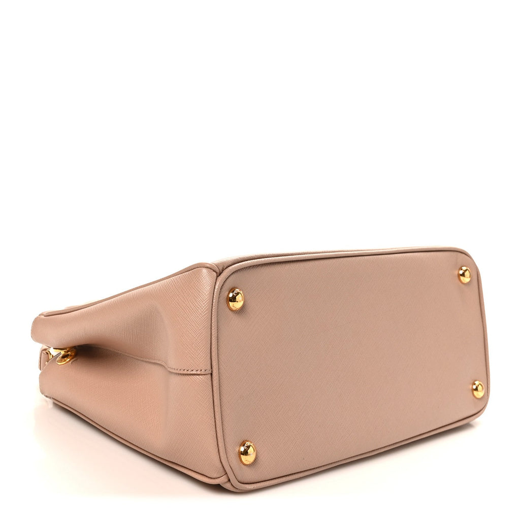Prada Saffiano Small Galleria Double Zip Tote Cammeo