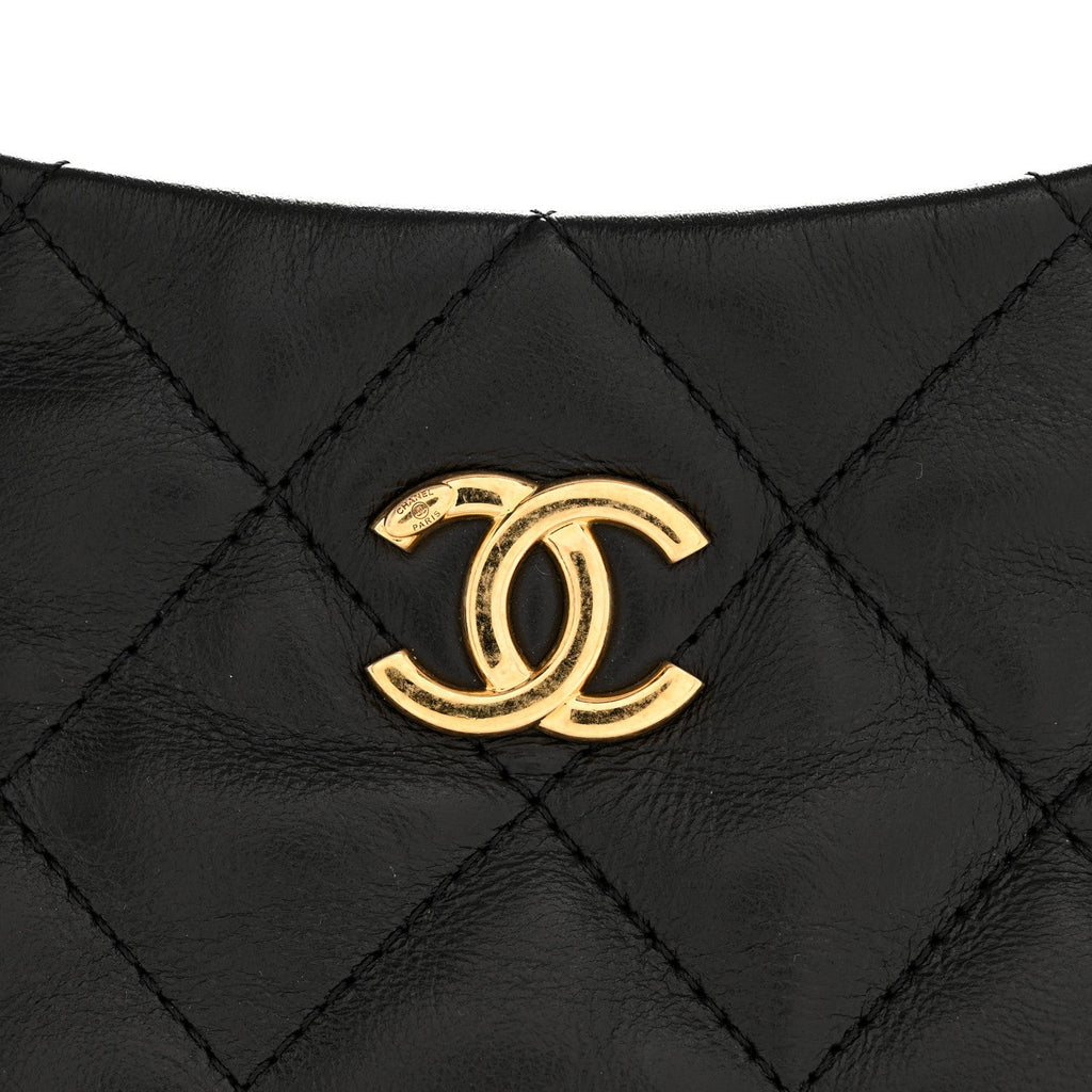 Chanel Lambskin Quilted CC Links Hobo Black