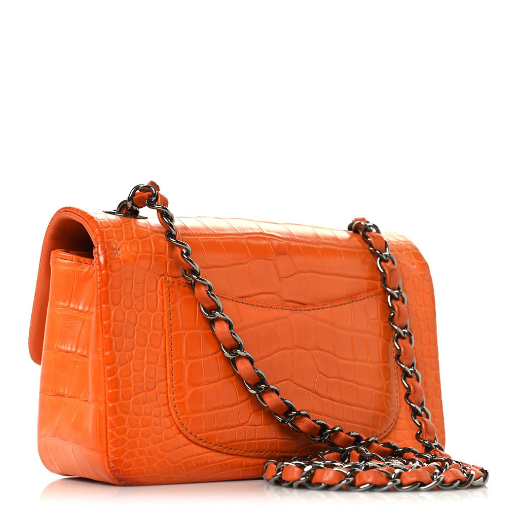 Chanel Alligator Mini Rectangular Flap Orange