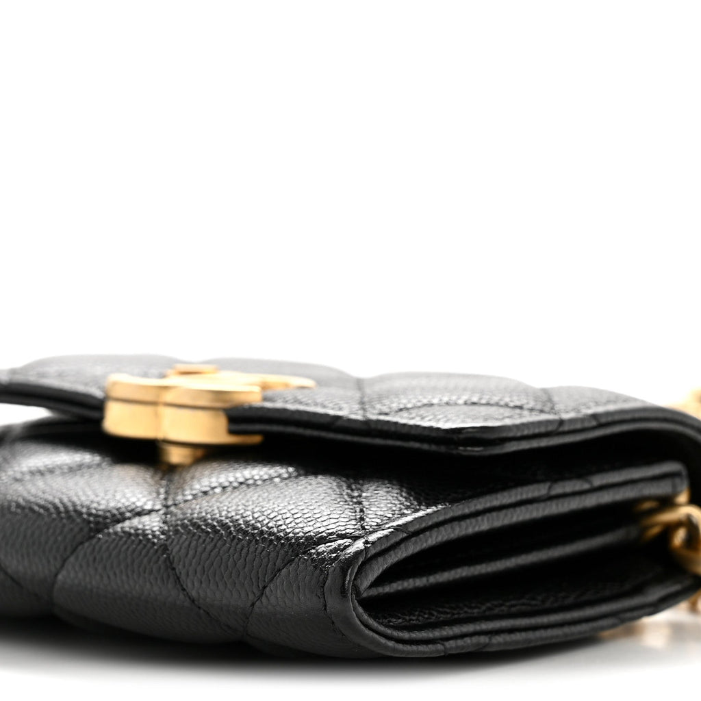 Chanel Caviar Quilted Bracelet On Chain Clutch Black