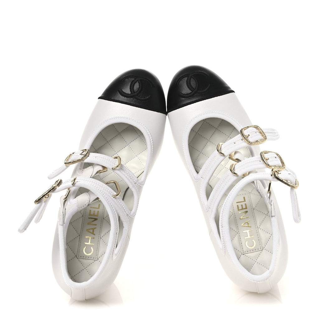 Lambskin Metal Mary Jane Pumps 37 White Black