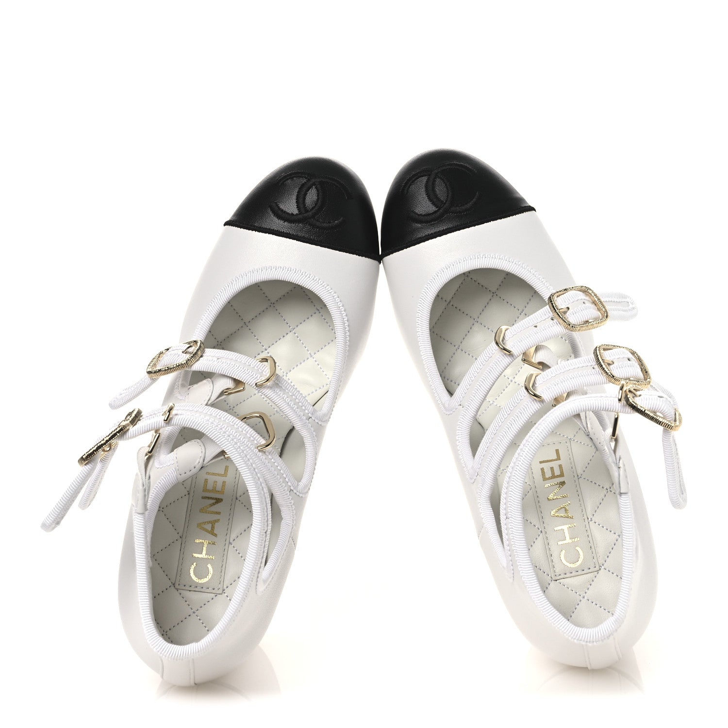 Lambskin Metal Mary Jane Pumps 37 White Black
