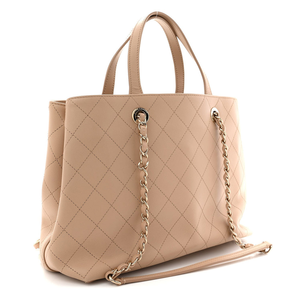 Chanel Calfskin Large Serial Shopper Tote Beige
