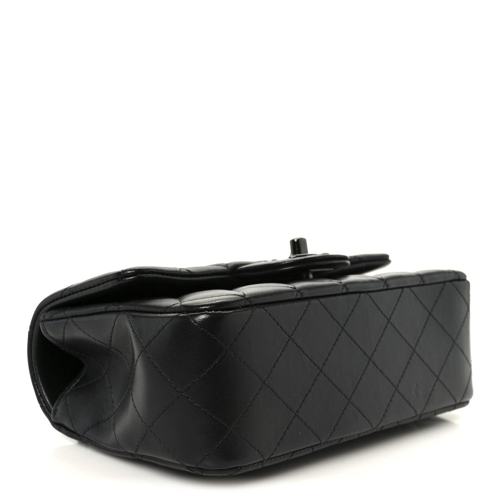 Chanel Lambskin Quilted Mini Top Handle Rectangular Flap So Black