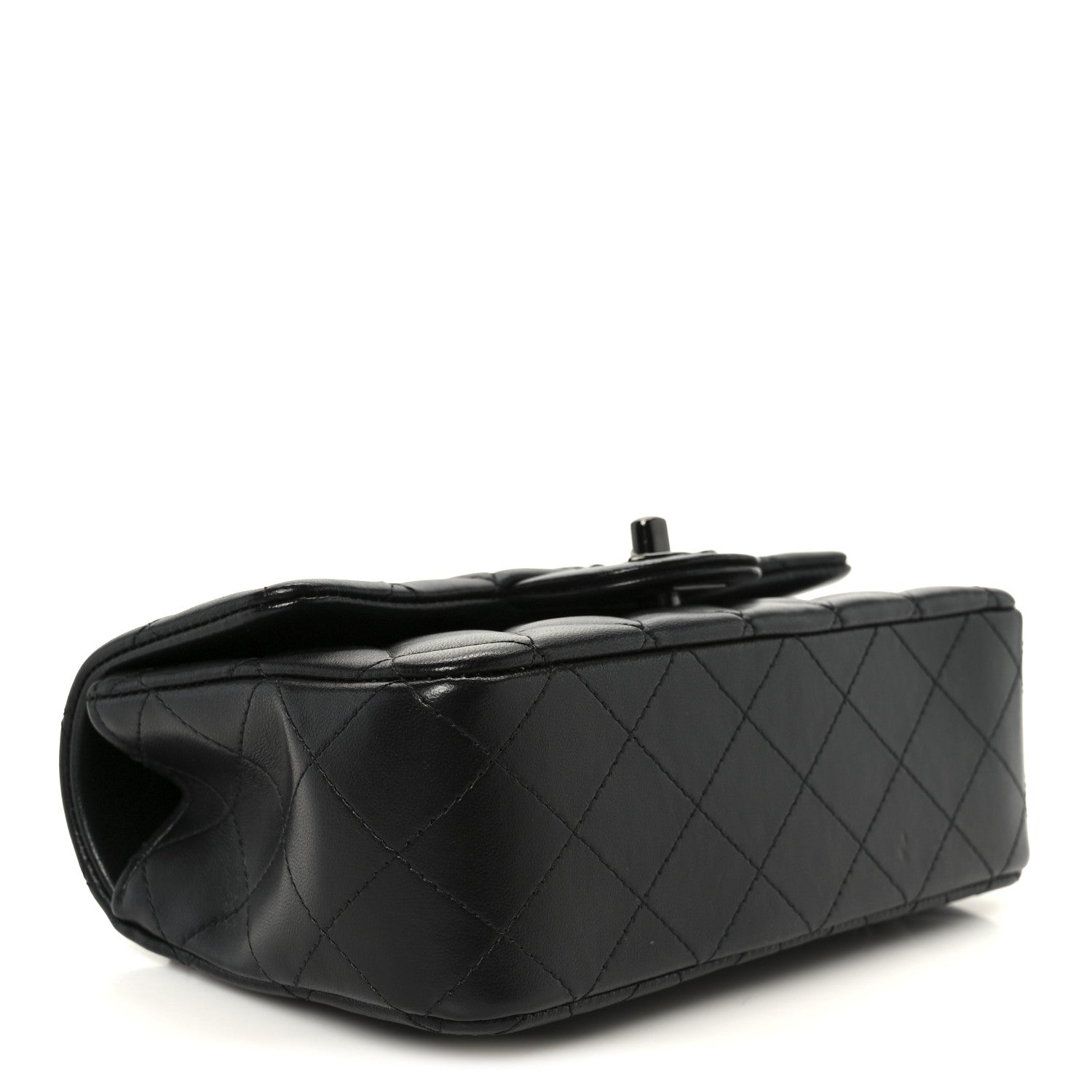 Chanel Lambskin Quilted Mini Top Handle Rectangular Flap So Black