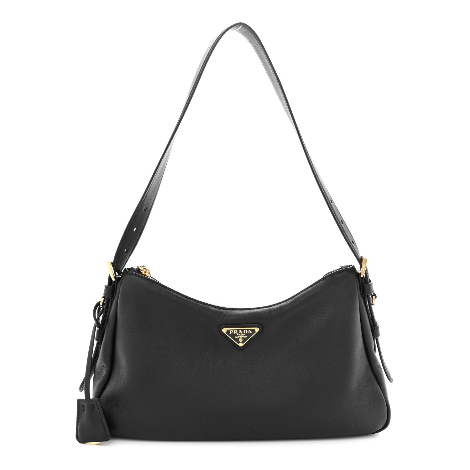 Prada Soft Calfskin Medium Aimee Shoulder Bag Black