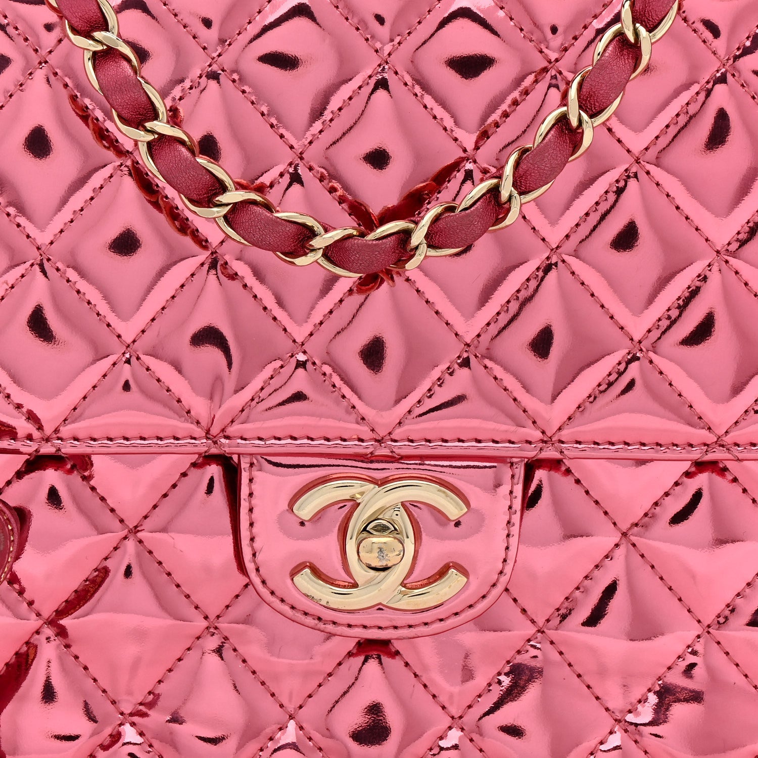 Chanel Mirror Calfskin Metallic Calfskin Quilted Hollywood Boulevard Backpack Pink