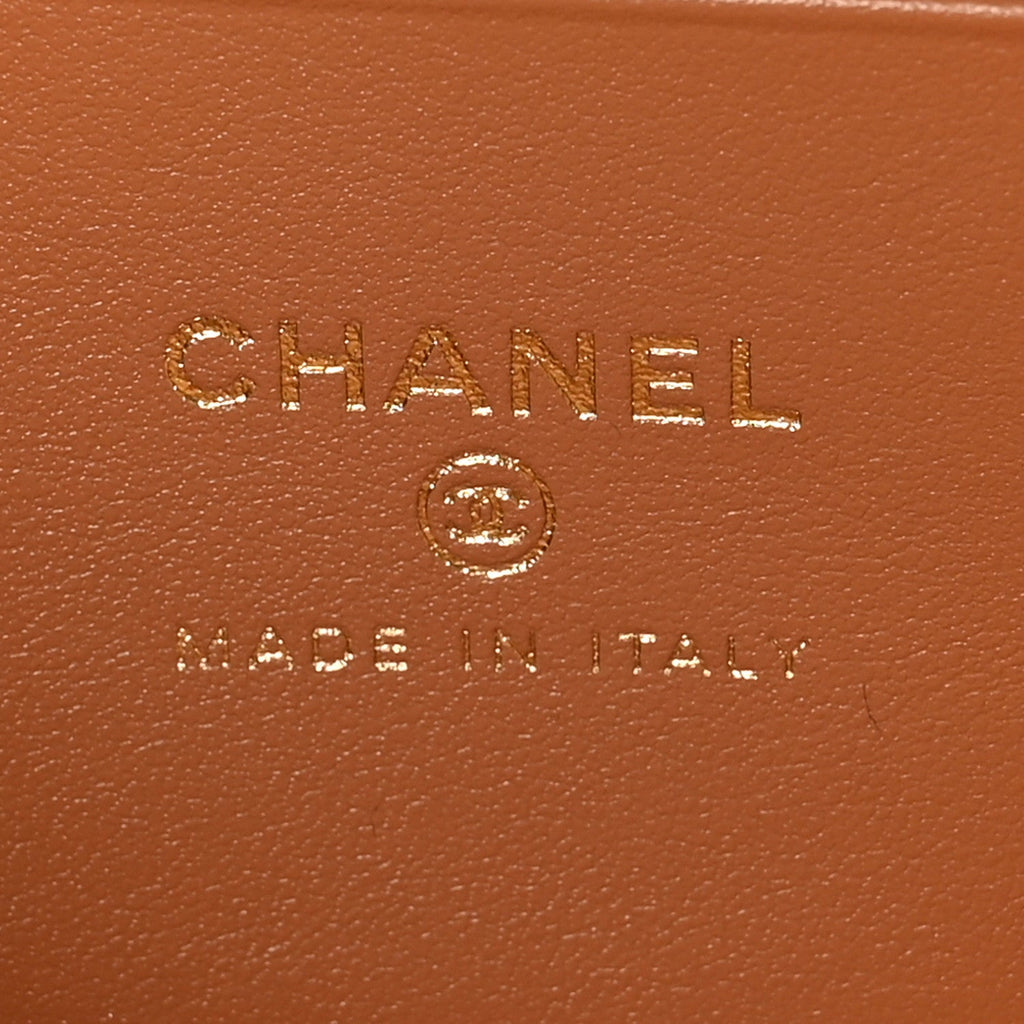 Chanel Caviar Quilted Top Handle Slim Vanity With Chain Brown