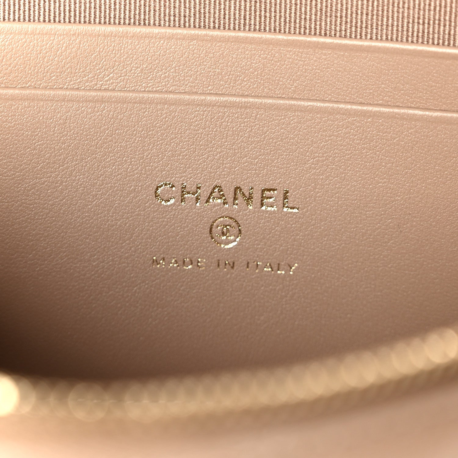 Chanel Caviar Quilted Top Handle Slim Vanity With Chain Dark Beige